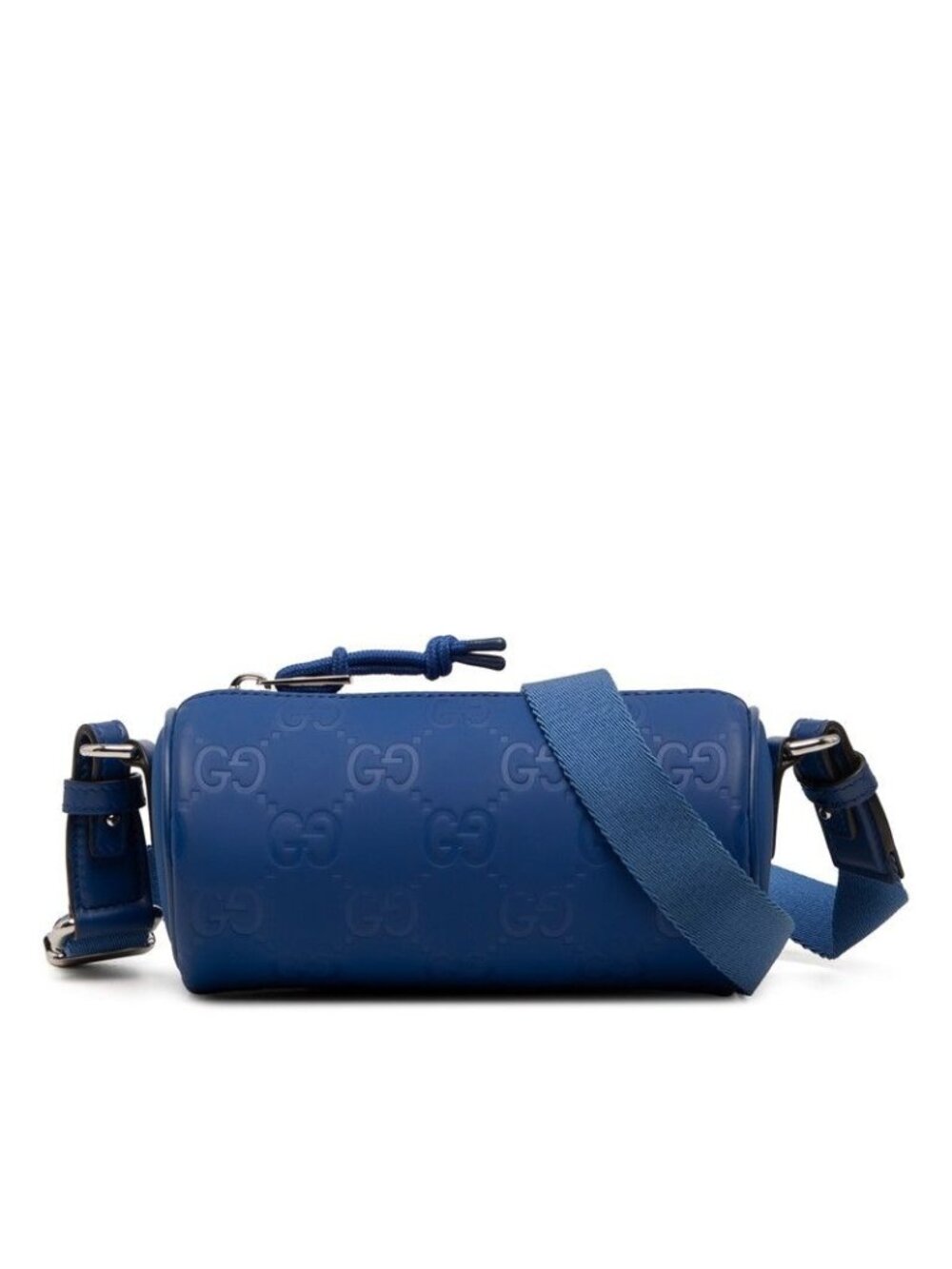 Gucci GG Rubber Effect Crossbody Shoulder Bag Blue Leather